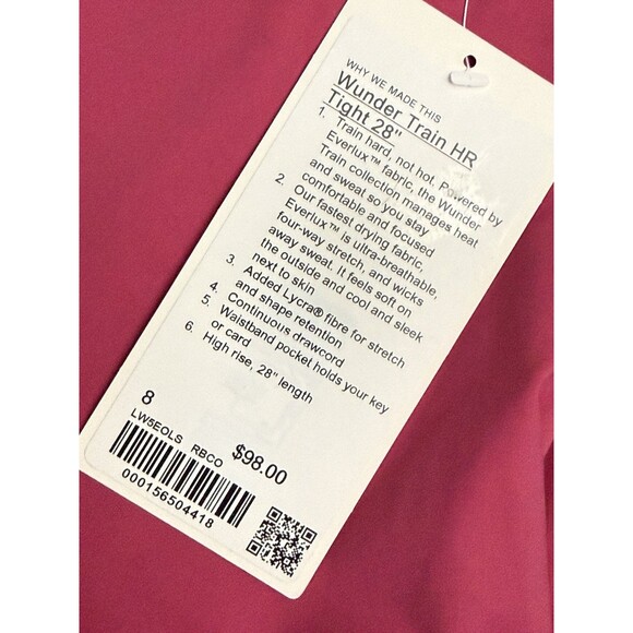 Lululemon Wunder Train High-Rise Tight 28" RBCO Raspberry Coulis size 8 New $98 - Picture 5 of 5